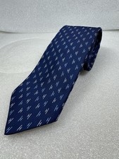 HERMES Navy Silk Tie with H Logo Pattern Paris 57.5 X 3.5
