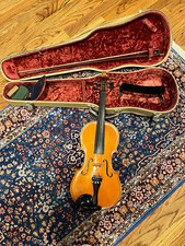 Acoustic 4/4 Violin Brown Varnish Wood w/ Chinrest, Case Bow