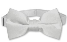 Vesuvio Napoli Boys BOWTIE Solid SILVER GREY Color Youth Bow Tie