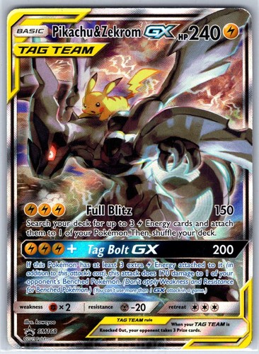 Pikachu & Zekrom GX SM168 Holo Promo Sun & Moon Promo Pokemon MP kawayoo
