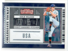 2020 Panini Contenders COLE WILCOX Collegiate Ticket USA OptiChrome ROOKIE!