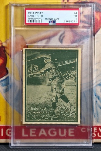 BABE RUTH 1931 W517 Hand Cut #4 PSA 1, Trippiest Card Ever? NEW YORK YANKEES HOF