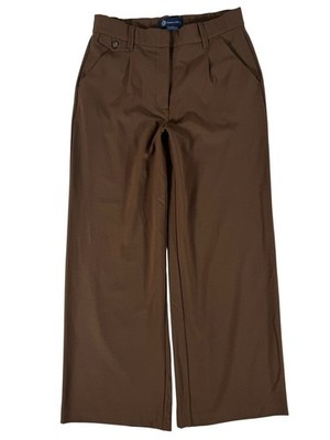 Democracy ''Ab'' Solution Brown Pleated High-Rise Wide Leg Trousers Women's 12