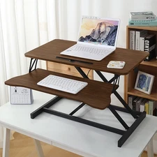 32 Inch Adjustable Desk Riser, Sit Stand Converter with Wide Keyboard Tray