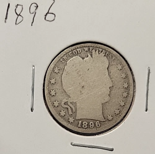 1896  SILVER BARBER QUARTER DOLLAR