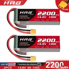 2pcs HRB 4S 14.8V 2200mAh XT60 LiPo Battery for RC Car Truck FPV UAV Boat Drone