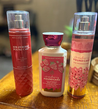 Bath  Body Works Strawberry Pound Cake Mist  Body Lotion Set 8 fl oz