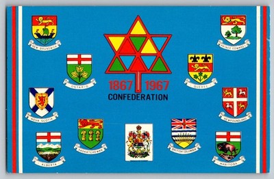Postcard - Canada Confederation 1867-1967, The Ten Provincial Crests