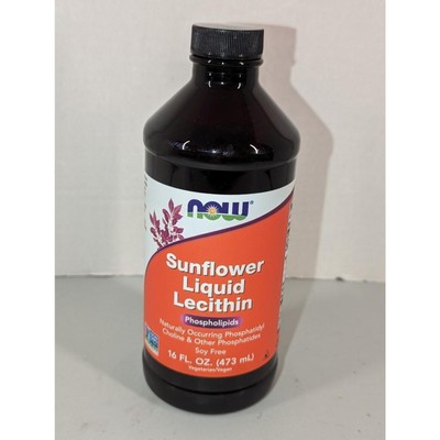 NOW Sunflower Liquid Lecithin 16 Fluid Ounces Exp 6/26 -022402