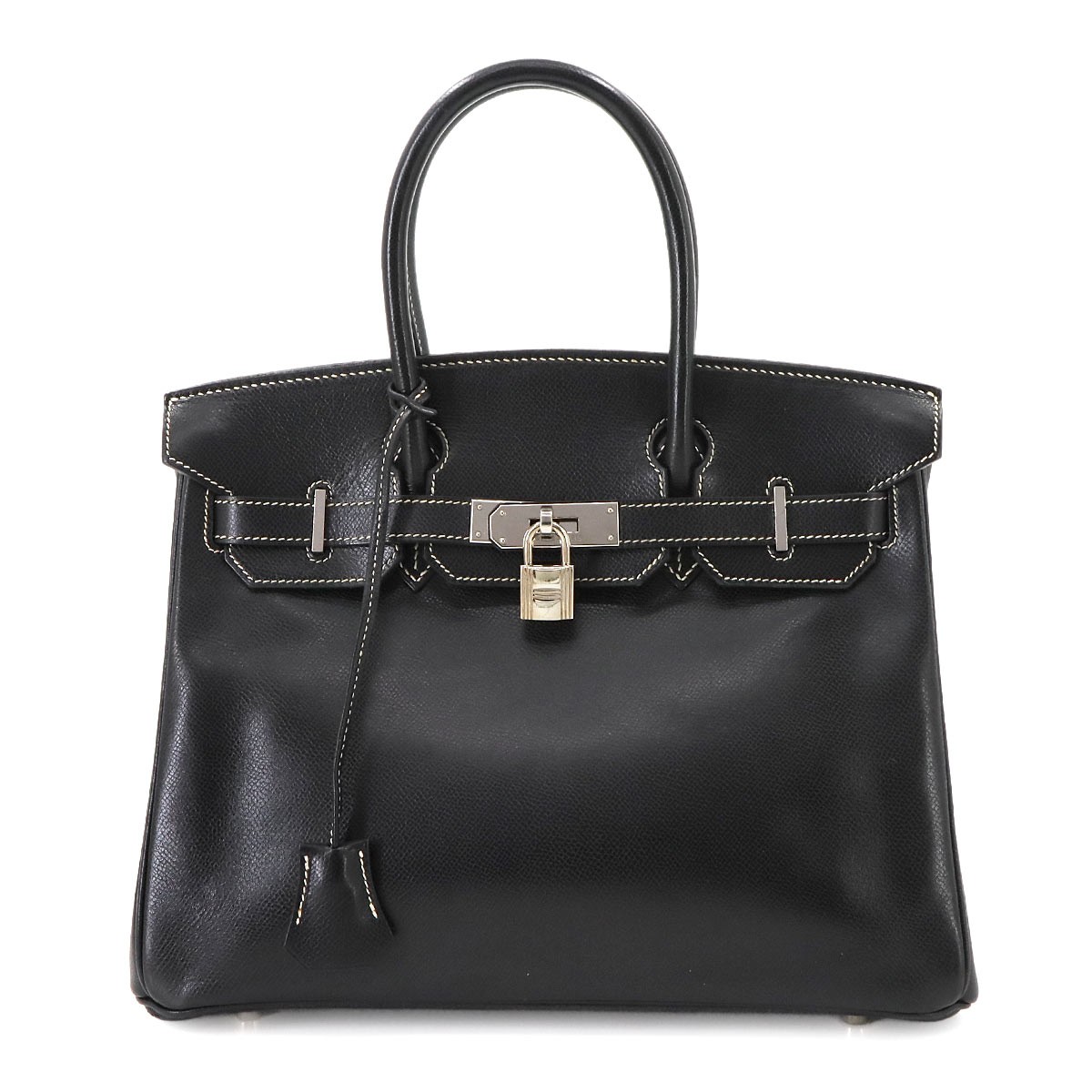 HERMES Birkin 30 Hand Bag Lisse Leather Black Purse 90272929 | eBay