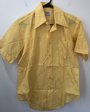 Men's Dress Shirt Royal Choice Yellow 60s 70s Sz Med Vintage Perm Press