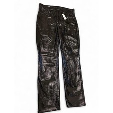 Gap vintage slim High-Rise Faux Leather pants crinkled finish - Black Size 10