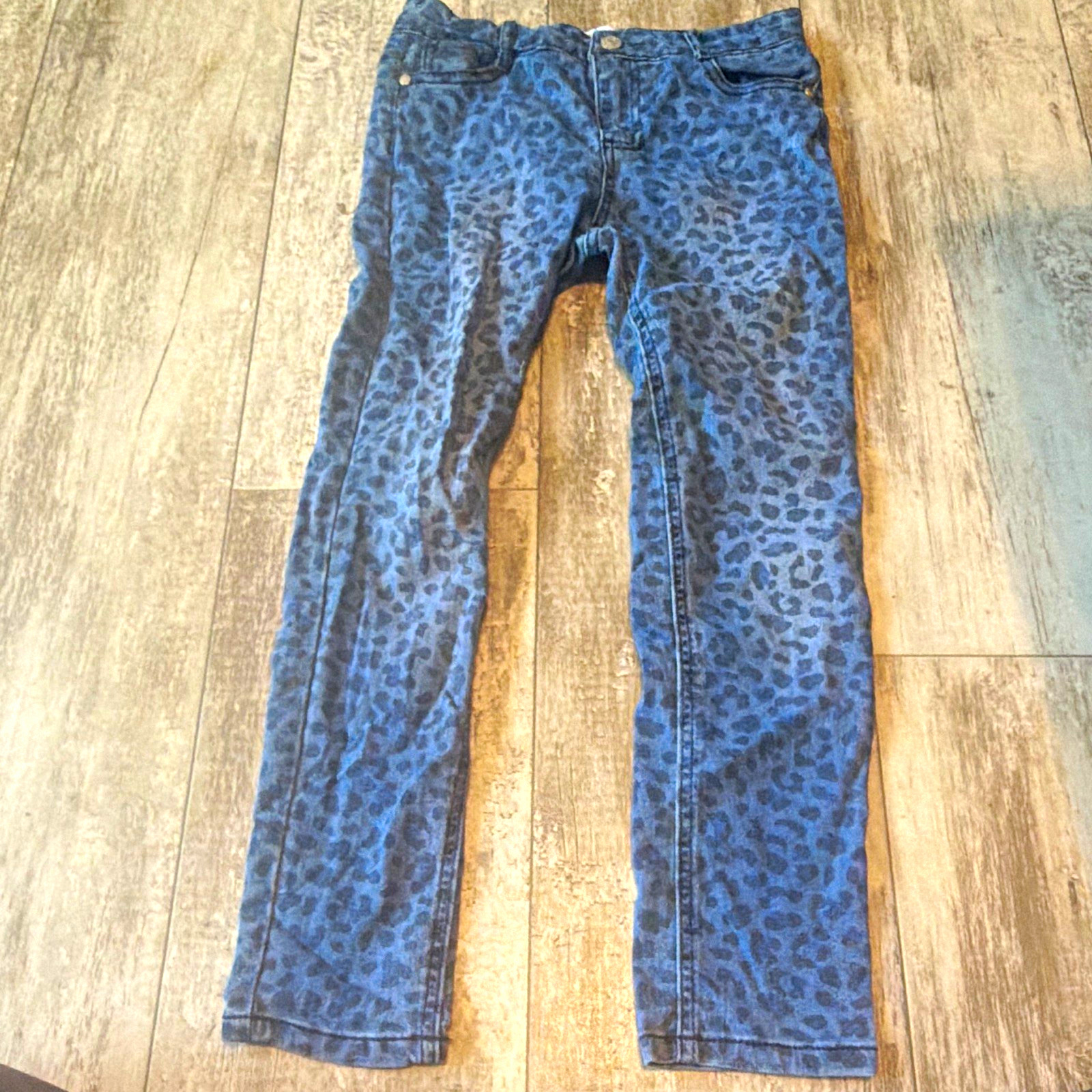 Epic Threads Girls 12 Skinny Slim Dark Wash Leopard Denim Jeans Pockets 20"