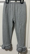 Girls Gray Pull On Ruffle Pants Size 4 