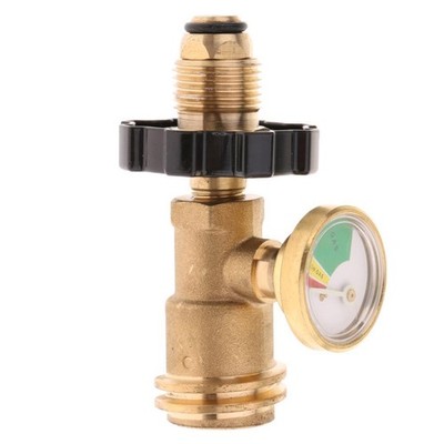 Propantank Adapter Konvertieren POL auf ACME / QCC Verschraubung Messing mit Gasanzeige