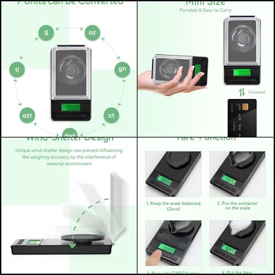 Milligram Scale, 50g/0.001g Digital Jewelry Scale, Micro Gram Scale for Powde...