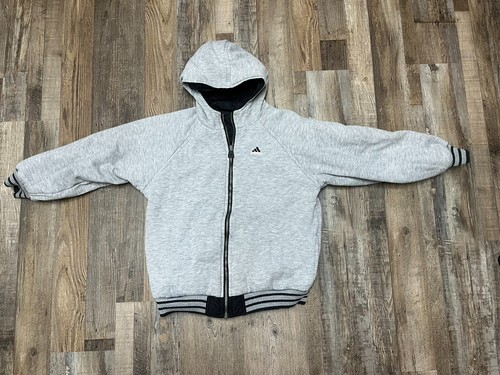 Vintage Adidas Y2K 90s Reversible Jacket Boys L Black Windbreaker Lined Youth - Picture 8 of 19
