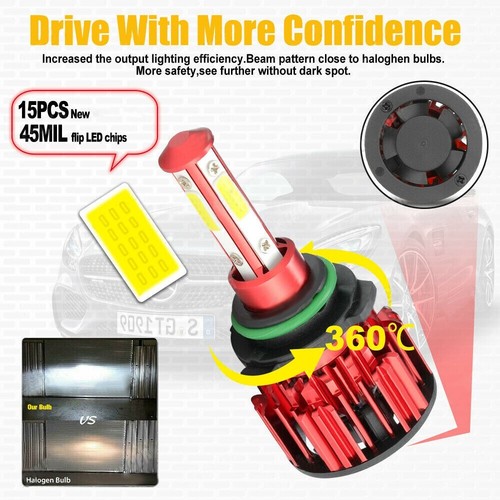 4-Sides 9006 LED Headlight Kit 6000K 360000LM Low Beam Fog Bulb - Picture 4 of 11