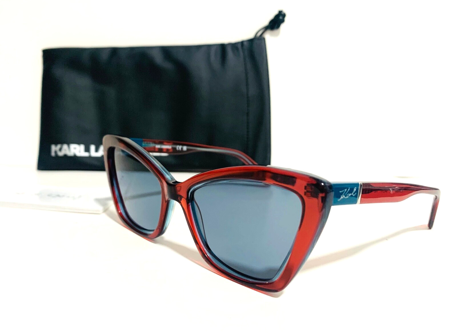 Karl Lagerfeld Kl6105S 604 Transparent Burgundy Blue Cat Eye Sunglasses 54-17