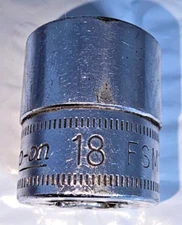 SNAP ON FSM181, 3/8" DRIVE, 18MM. SOCKET, SHALLOW, 6 POINT.