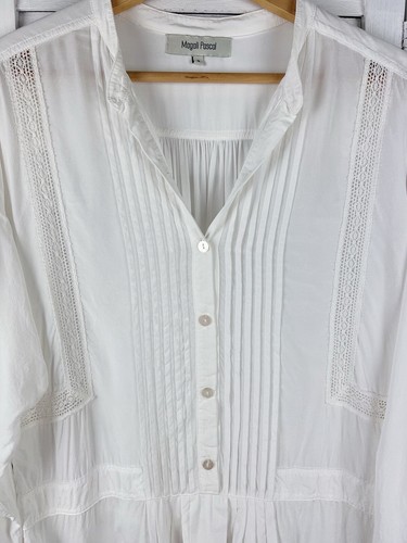Magali Pascal White Shirt Long Sleeve Top Blouse Rayon Office Business Sz S-L - Picture 4 of 9