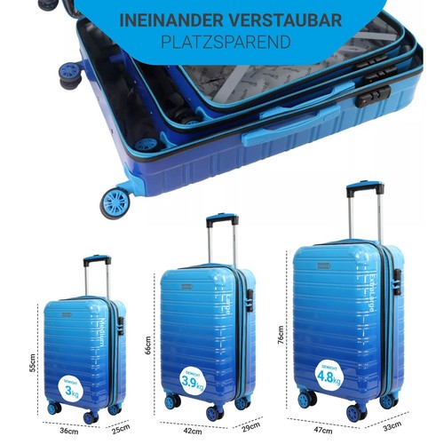 TSA-Schloß Reisekoffer Koffer Set ABS Handgepäck Trolley Hartschale M-L-XL-Set - Bild 7 von 47