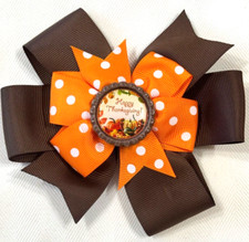 Beautiful Happy Thanksgiving Inspired hair bow for girls.