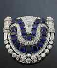 Diamond Brooch Pin 14K White Gold Plated 4Ct Round Cut Lab Created Blue Sapphire