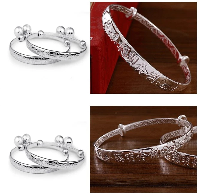 Baby Kids Children Adjustable Size Plain Bangle Bracelet 999 Silver -  diamondiiz.com