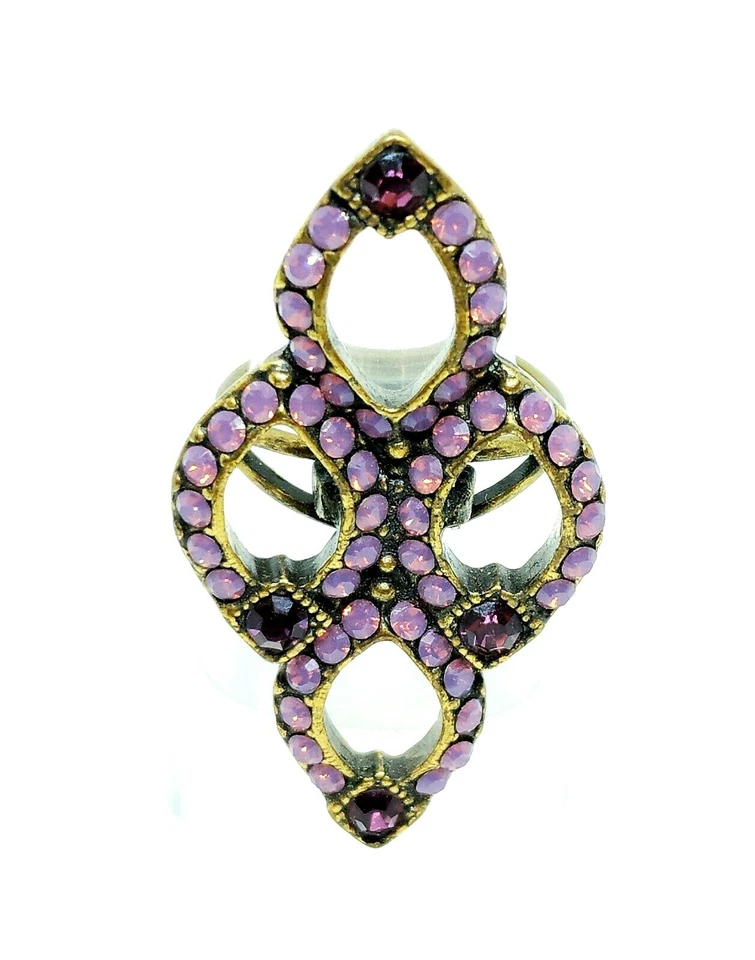 Precioso Anillo Michal Negrin Cristal Púrpura Claro Talla Única Ajustable. Foto 4 de 4