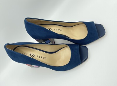 KATY PERRY CATALIN SUEDE INDIGO BLUE SHOES MULTICOLOURED HEELS US