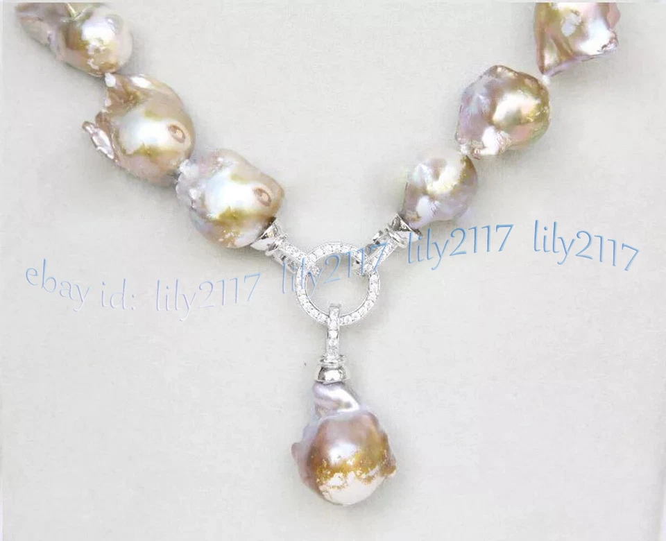 Enorme collar colgante de perlas Keshi renacidas barrocas multicolores naturales de 15-28 mm 18 pulgadas Foto 4 de 4