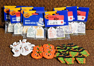 Lot of Halloween, Fall, Harvest Craft Tags and Wood Decorations
