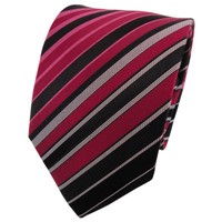 Tigertie Seidenkrawatte Rot Dunkelrot Schwarz Silber Gestreift - Krawatte Tie