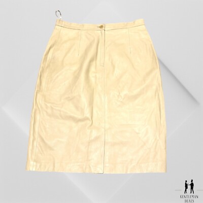 Brioni Roma Beige Womens Real Leather Midi Skirt Women's Size Size 46IT  6 US