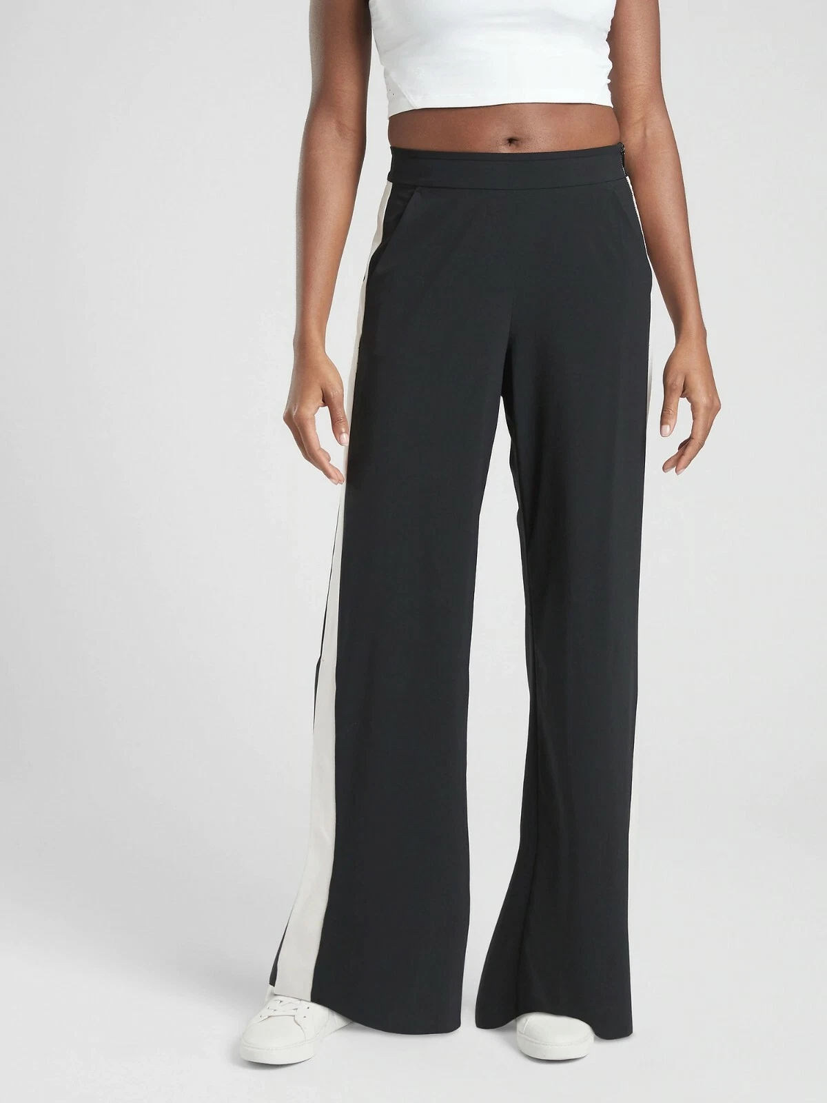 NWOT Athleta Luxe Gramercy Track Trouser,Black/ Opal Grey SIZE 10 #406756 N0327