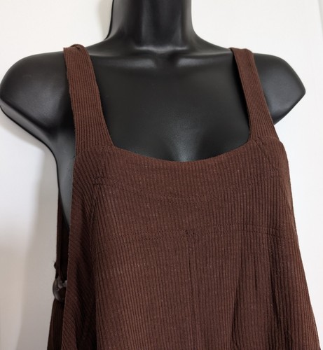 Free People beach romper sleeveless wide leg brown jumpsuit bib womens M NEW