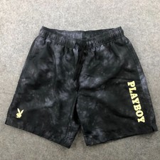 Pacsun x Playboy Swim Trunks Mens Small Gray Geometric Netted 7" Inseam