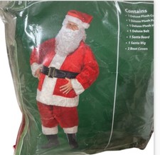 Boveco Traje De Papá Noel Para Hombre | Conjunto De Terciopelo 12 Piezas Profesional Con Barba, Peluca Y Accesorios Para Navidad
