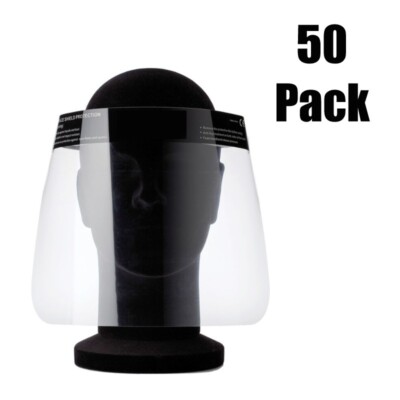 50-Pack Face Shield Disposable Washable Protective Cover Clear Mask Anti-Splash