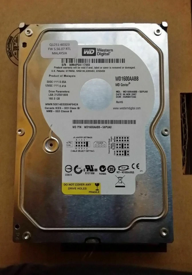 HP DESIGNJET 5500 RTL (Non-Postscript) HARD DRIVE Q1251-60323 / Q1251-60146 - Image 2 of 2