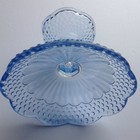 Glass Candy Dish Blue Hobnail Footed Component — photo 5
