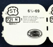 D39. ST STANDARD 6¾"' CAL. 69 BALANCE COMPLETE #721, STAFF, HAIRSPRING, ROLLER J
