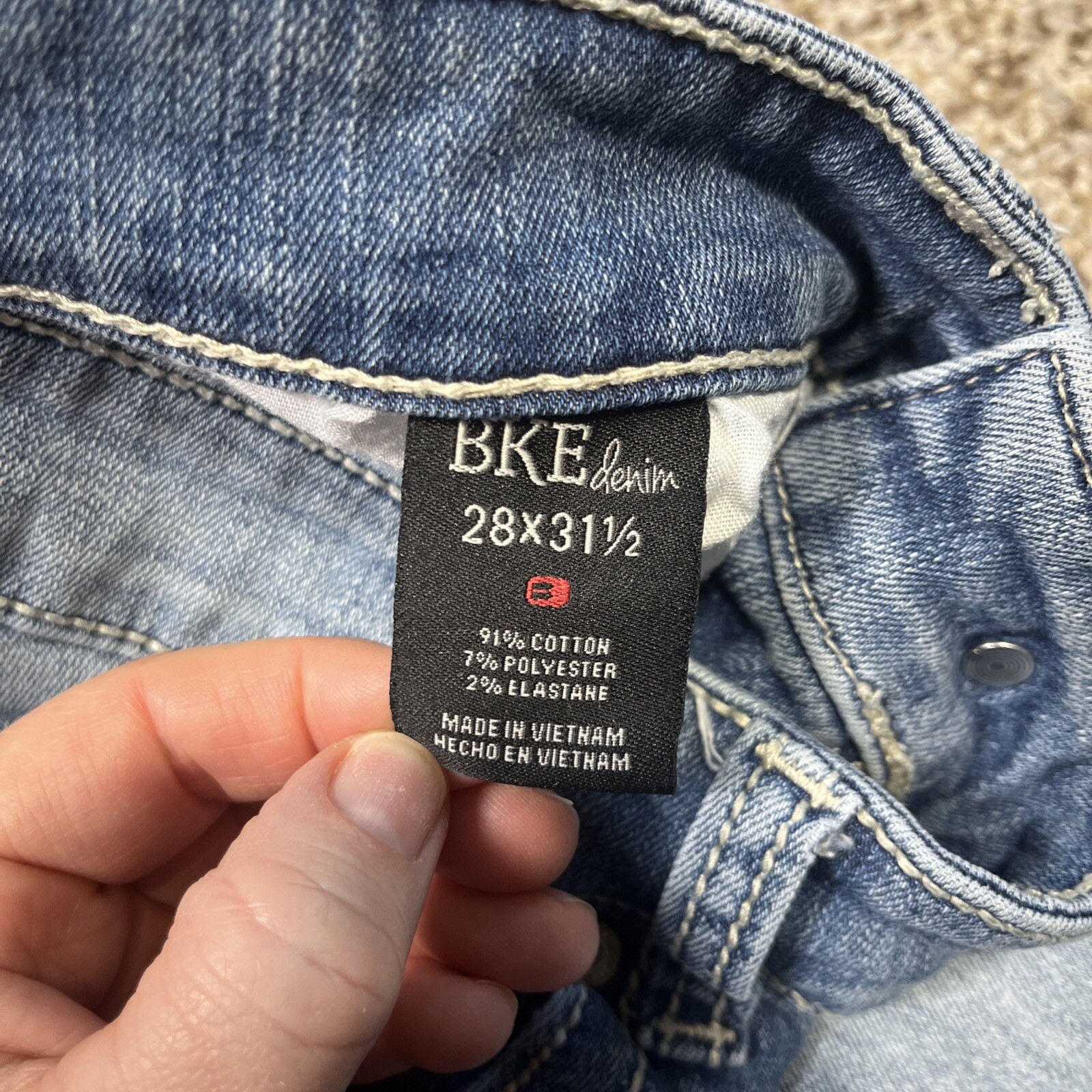 BKE Stella Low Rise Womens Stretch Blue Tapered Leg Jeans Size 28R (32 X 30) - View 5