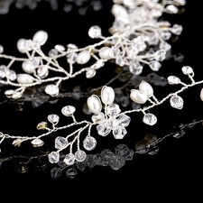 Catena Per Capelli Da Sposa Con Strass E Cristalli – Copricapo Fronte Boemo, Argento, Con Forcine, Accessorio Matrimonio Festa