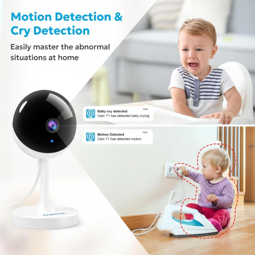 owltron Indoor Security Camera 2K, 2.4GHz WiFi Cameras 2.4GHz-1 Pack, White - Afbeelding 3 van 9