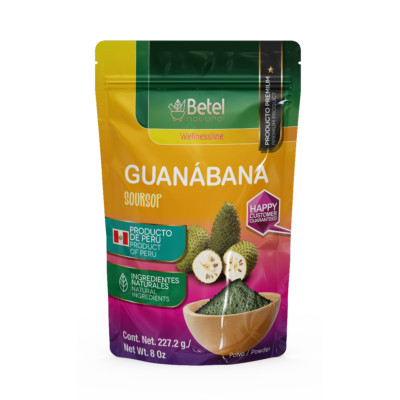 Premium Guanabana Graviola Powder by Betel Natural - Powerful Antioxidant - 8 Oz