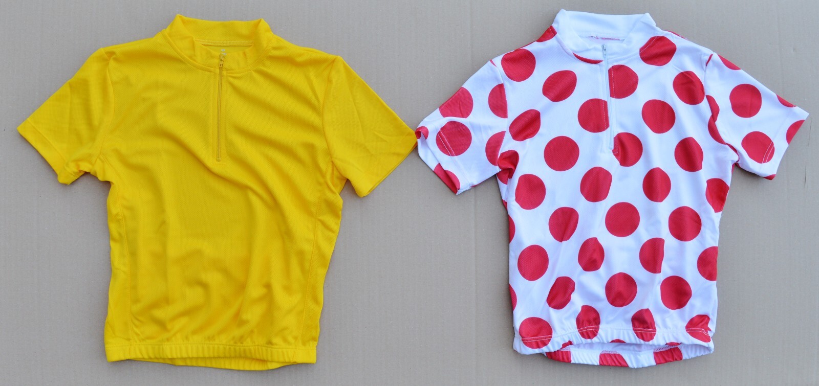 Maillot cycliste enfant maillot jaune et maillot à pois taille 128