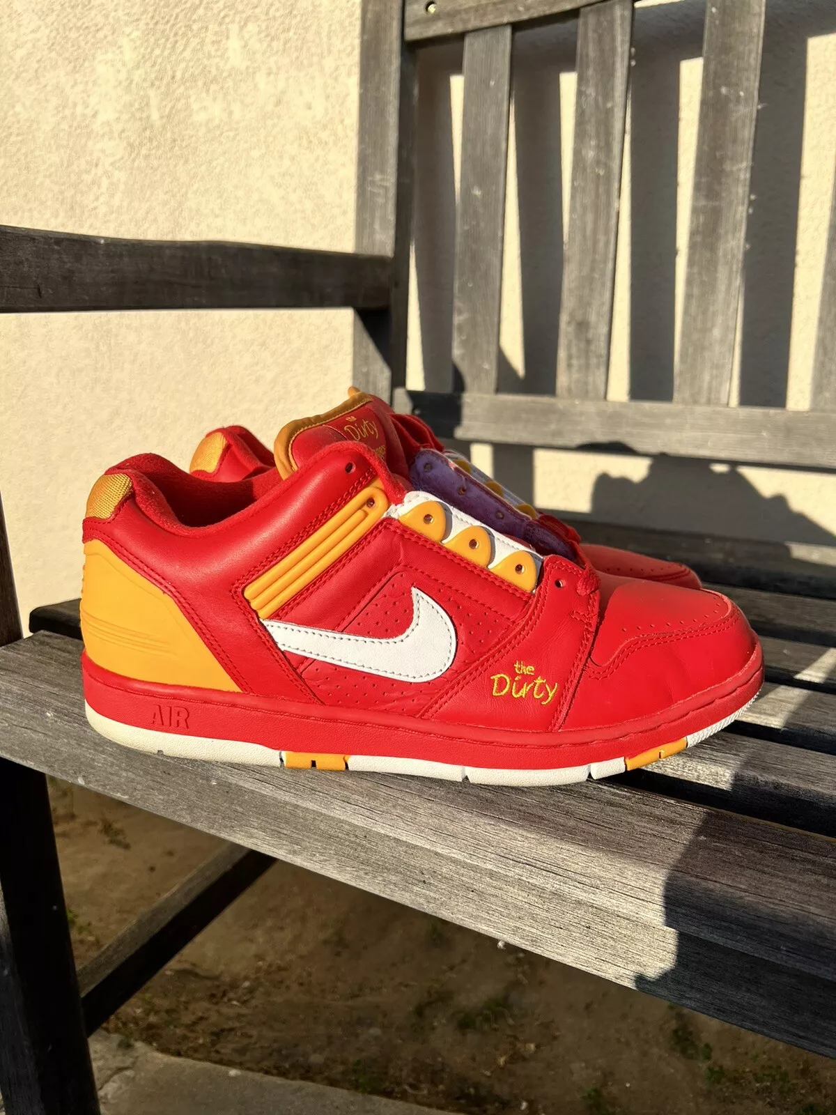 2002 NIKE AIR FORCE 2 II LOW THE DIRTY Atlanta Hawks taille 11 ATL rouge suprême rare