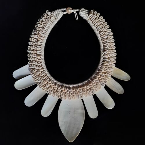 Tribal Bailer Muschel Halskette primitiv Frauen Mode Asmat Wohnkultur bildende Kunst - Bild 1 von 13